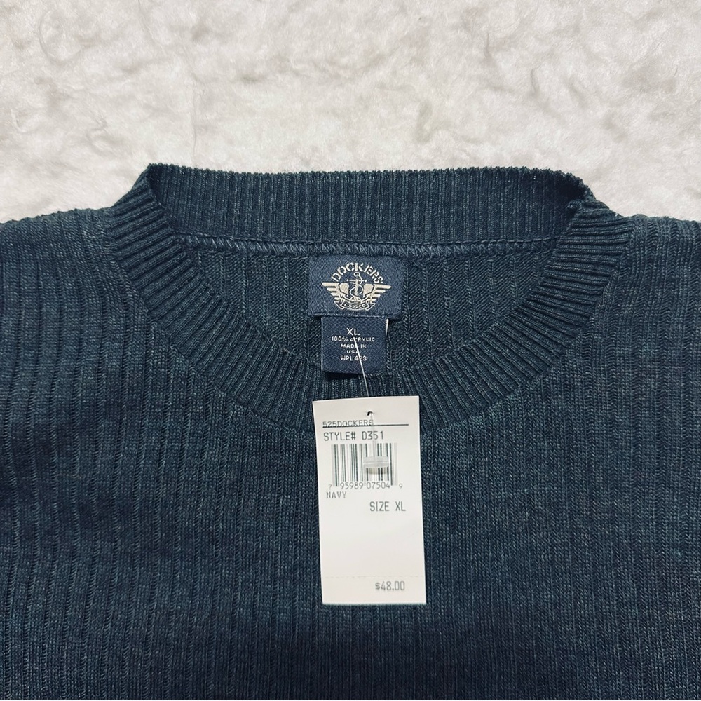 Dockers Men's Dark Blue Crewneck Sweater - Picture 3 of 7